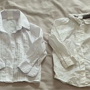 White and Gray Baby Shirts (2) H&M and Unbranded